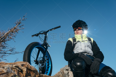 胖胎自行车,轮胎,巨大的,大块头,自然,骑自行车,水平画幅,山,雪,户外
