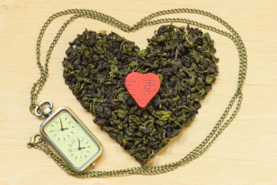 表,绿色,心型,茶叶,放低,乌龙茶,水平画幅,形状,干花,风险