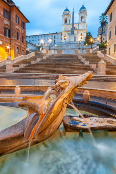 Spanish Steps at Trinità dei Monti at dawn, Rome
