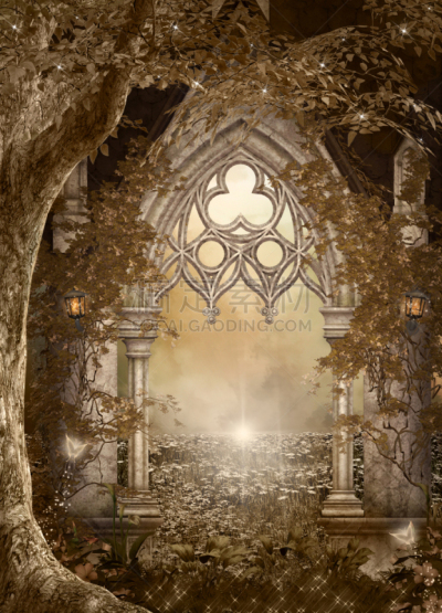 Fantasy doorway to the mystic nature – 3D illustration
