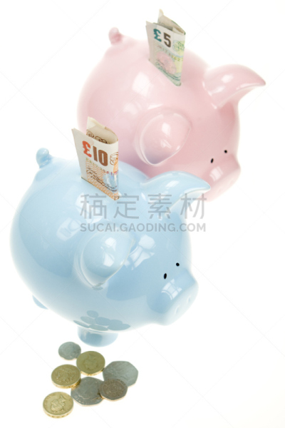 小猪扑满,组图,津贴,垂直画幅,储蓄,无人,蓝色,银行业,白色背景,背景分离