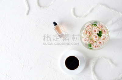 珠子,咖啡,女性,玫瑰,化妆用品,轻的,球,咖啡杯,杯,浪漫