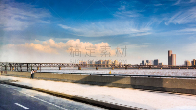 钱塘江,杭州,城市天际线,河岸,桥,南,浙江省,水平画幅,建筑,无人