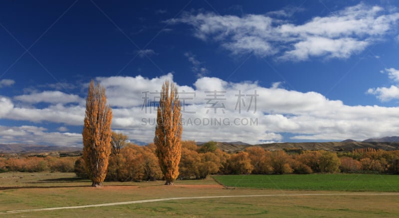 秋天,新西兰,中奥塔哥,自然,天空,旅游目的地,水平画幅,地形,无人,蓝色