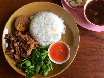 腿,米,猪肉,焖菜,饮食,水平画幅,动物身体部位,泰国,高级西餐,猪