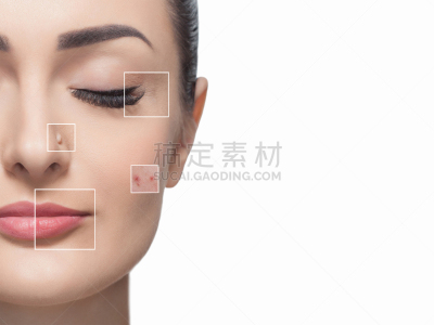 雀斑,皱纹,人的脸部,问题,皮肤,注视镜头,透明,公亩,白色背景