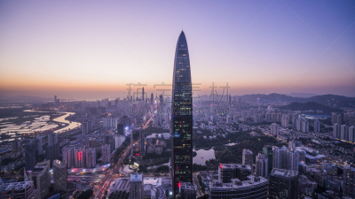 深圳,摩天大楼,深圳京基100,广东省,水平画幅,夜晚,无人,曙暮光,东亚,户外