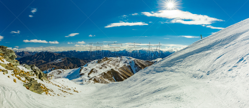全景,皇后镇,新西兰,山,蹄冠峰,摄像机拍摄角度,滑雪坡,滑雪场,接力赛,自然
