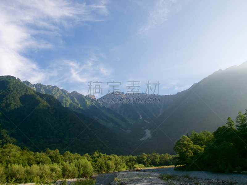 上高地国家公园,长野县,山,国家公园,水平画幅,雪,在边上,夏天,户外,阿尔卑斯山脉