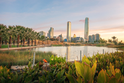 城市天际线,圣地亚哥德古巴,智利,比岑特纳日哦公园,城市生活,公园,圣地亚哥 ,现代,池塘,著名景点
