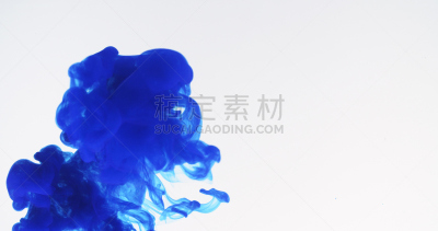 墨水,蓝色,水,留白,水平画幅,无人,水下,湿,特写,慢镜头
