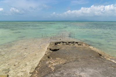 竹富岛,冲绳县,西,栈桥码头,风景,留白,平视角,竹富町,纯净,夏天