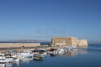 克里特岛,希腊,城市,伊拉克里翁,水,古代文明,水平画幅,无人,海港,古老的