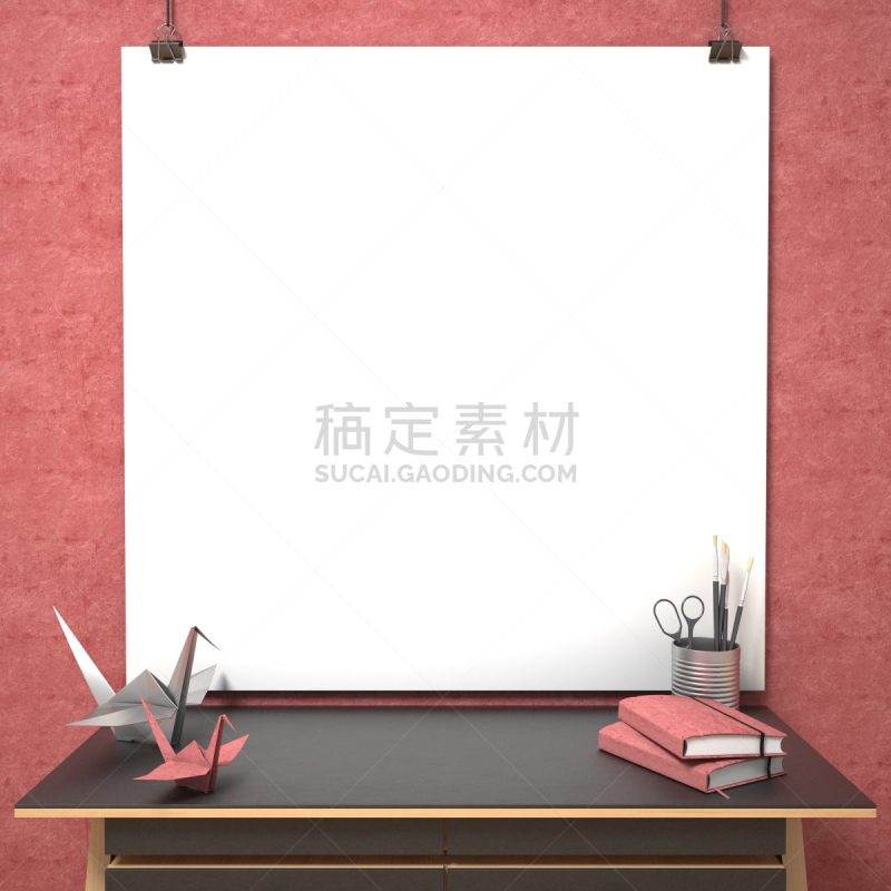 三维图形,木制,折纸工艺,鹤,桌子,轻蔑的,留白,边框,墙