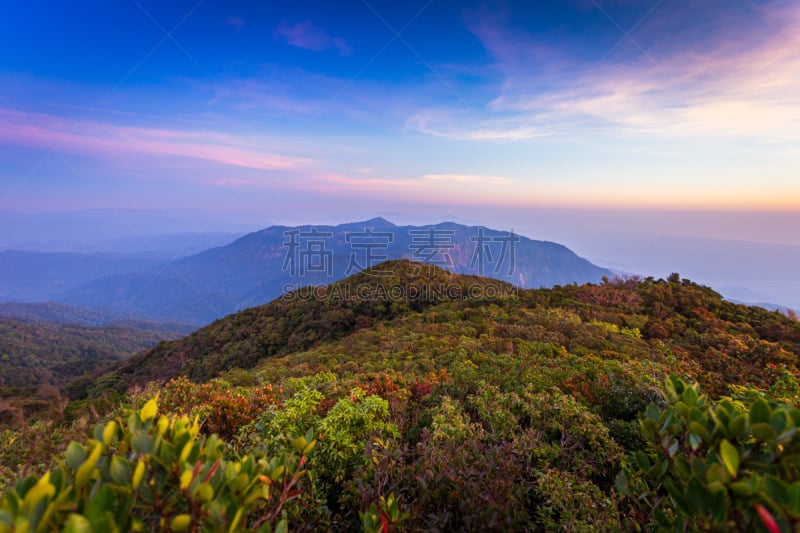 早晨,风景,泰国,那空是贪玛叻洛坤,山,自然美,日光,摄影,日落