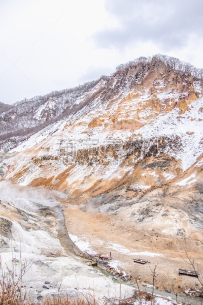北海道,地热发电站,自然,垂直画幅,水,天空,里山,能源,雪,泥土