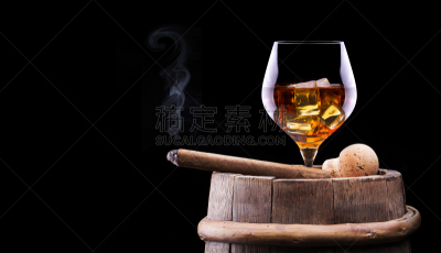 桶,雪茄,黑色背景,科涅克,白兰地酒杯,苏格兰威士忌,蒸馏酒厂,蒸馏塔,褐色,水平画幅