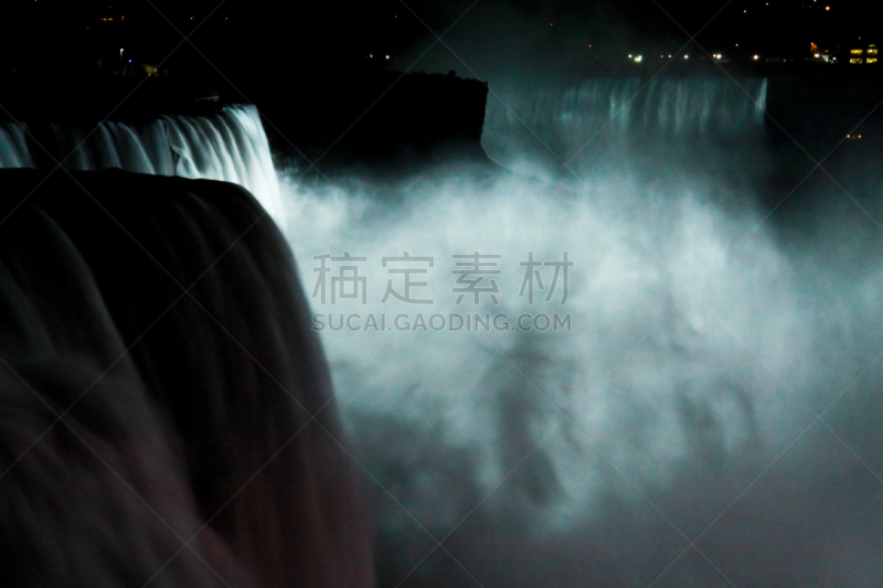 布法罗,夜晚,风景,尼亚加拉瀑布,湿,寒冷,尼亚加拉瀑布市,世界遗产,黄昏,著名景点