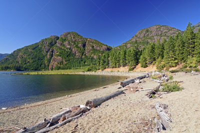 湖,海滩,自然荒野区,山,士达孔拿省立公园,温哥华岛,浮木,自然,宁静,湖岸