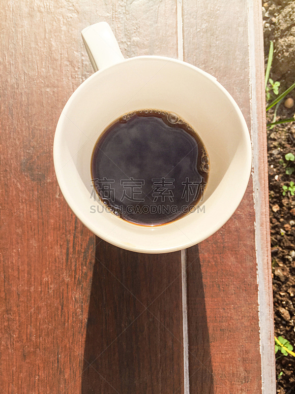 咖啡,杯,热,垂直画幅,无人,夏天,户外,饮料,日光,园林