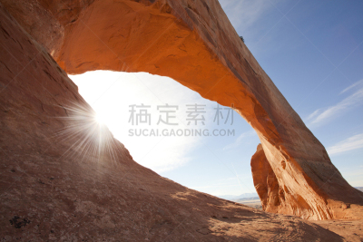 威尔逊拱,摩押,犹他,图像,天空,水平画幅,无人,早晨,户外,明亮