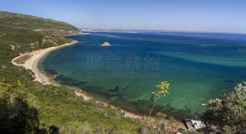 海岸地形,自然美,船,春天,海岸线,植物,水湾,户外,天空,高处