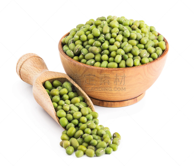 绿豆,白色,绿色,分离着色,长寿饮食,舀勺,水平画幅,素食,无人,生食