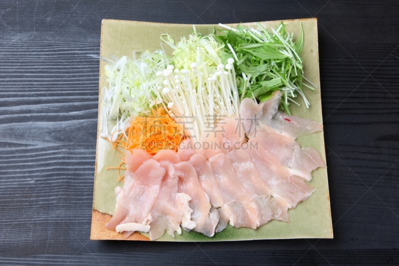 肉,鸡肉,涮涮锅,亚洲,饮食,膳食,食品,图像,切片食物,金针菇