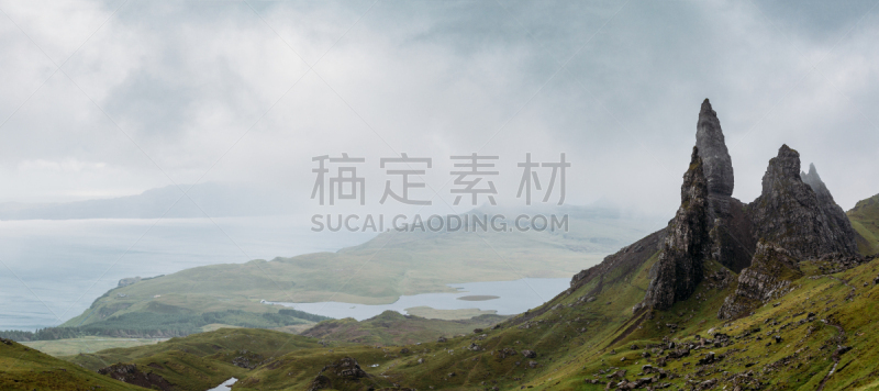 全景,史都老人,水,美,暴风雨,斯凯岛,水平画幅,山,无人,大西洋