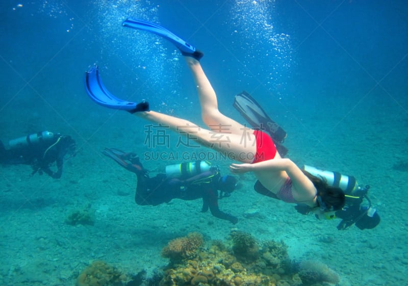 女孩,伊拉特,潜水镜,潜水挡板,水中呼吸器,防护面罩,红海,水,青少年,水肺潜水