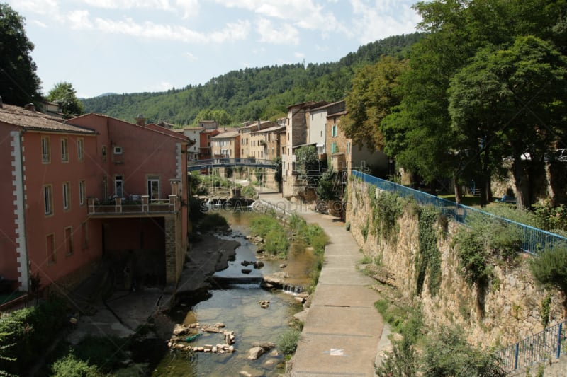 village of Rennes les Bains in Corbières, France