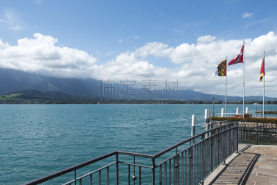 瑞士,风景,图恩湖,在之间,瑞士阿尔卑斯山,湖,小路,人行道,夏天,户外