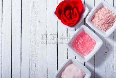化妆用品,奶油,留白,水平画幅,无人,spa美容,古老的,浴盐,乡村风格,明亮