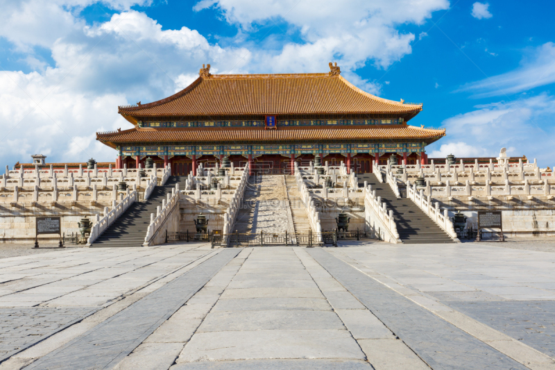 forbidden city Hall of Supreme Harmony  building scenery， in beijing,China