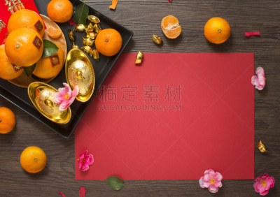 留白,图像,春节,平铺,排列整齐,中国,桌子,红色背景,桌面射击,底片效果