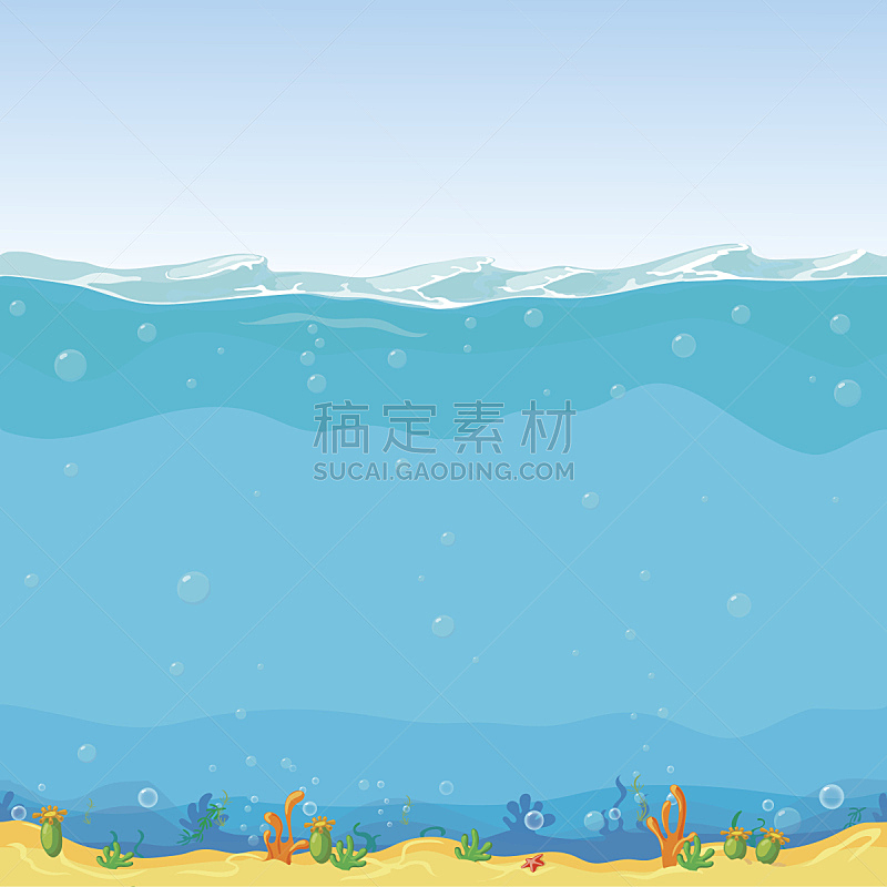 水下 卡通 式样 地形 背景 团体性运动 动画 海洋 在底端 休闲游戏图片素材下载 稿定素材