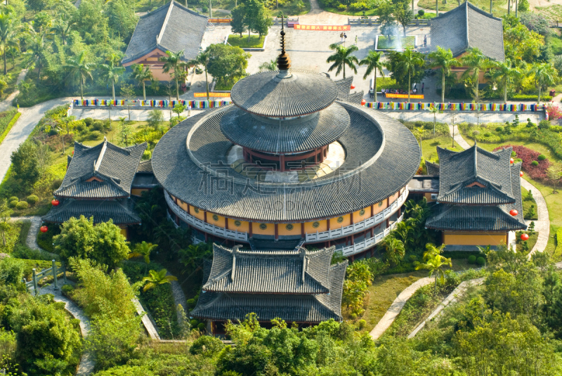 海南省,道教,水平画幅,无人,寺庙,亚洲,著名景点,停车,摄影