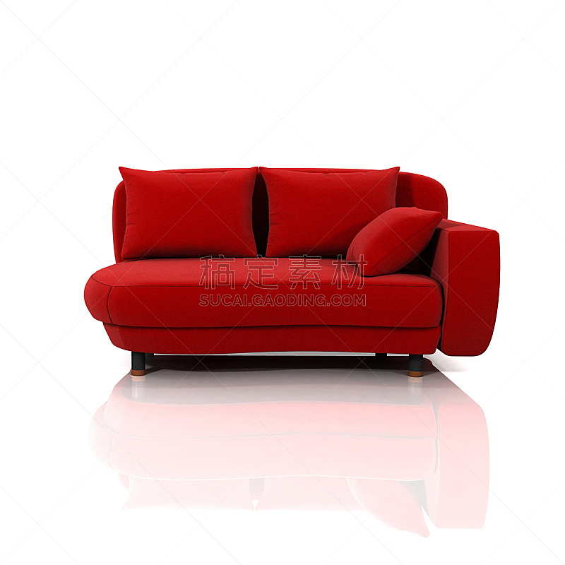 沙发,无人,红色,白色背景,双人小沙发,精神疗法躺椅,纺织品,图像,方形画幅,摄影