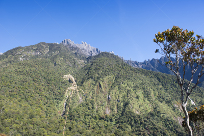 山顶,京那峇鲁山,京那巴鲁山国家公园,沙巴州,自然,天空,水平画幅,无人,婆罗洲岛,蓝色