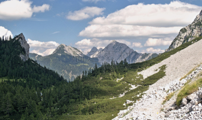 山,karavanke range,石灰石,自然,天空,水平画幅,地形,岩石,无人,巨石
