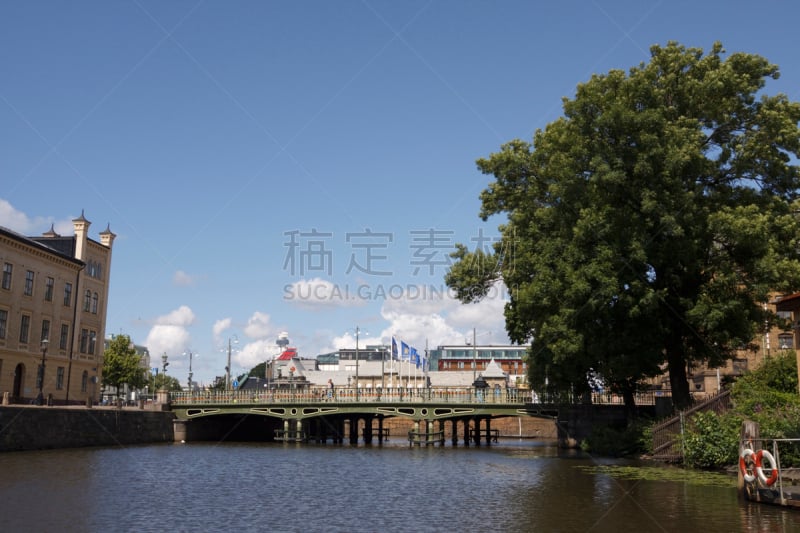 哥德堡,都市风景,水,水平画幅,西约塔兰省,无人,运河,欧洲,城市生活,建筑外部