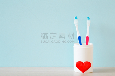 卫生,概念,女性,牙刷,心型,空的,人的牙齿,男性,架子,相伴