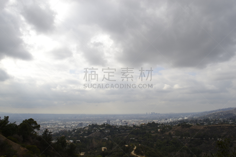 洛杉矶县,格里菲思公园天文台,水平画幅,山,无人,云,户外,加利福尼亚,摄影