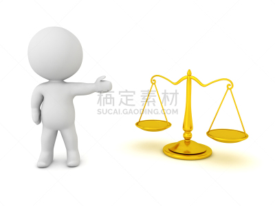 三维图形,性格,陪审员,金色,白色背景,闪亮的,概念,平衡
