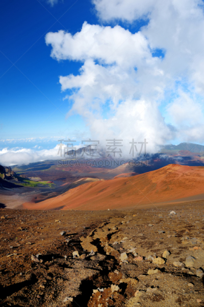 火山口,地形,火山,小路,美国,毛伊岛,沙子,夏威夷大岛