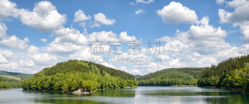 水库,贝尔吉施山区,德国,欧洲,全景,古梅尔斯巴赫,图像,无人,旅游目的地,湖