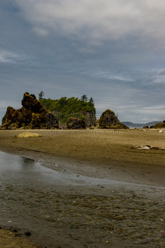 海岸线,奥林匹克山,美国西北太平洋地区,山脊,湖,松树,鲁比海滩,河流,背景,岩石