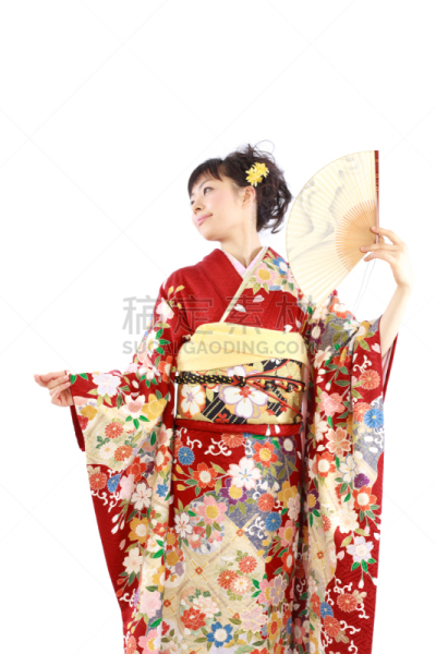 和服,日本人,女人,扇子,衣服,垂直画幅,优美,美人,仅成年人,青年人