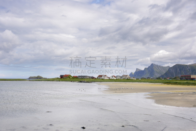 斯沃尔维尔,山,海岸线,在之间,水,天空,水平画幅,高视角,雪,无人