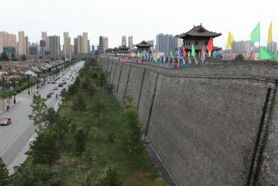 大同,旅游目的地,水平画幅,墙,无人,长城,古城,了望塔,山西省,巨人拱门